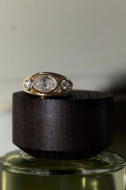 2.10 CT Round Three Stone Signet Lab Grown Diamond Engagement Ring