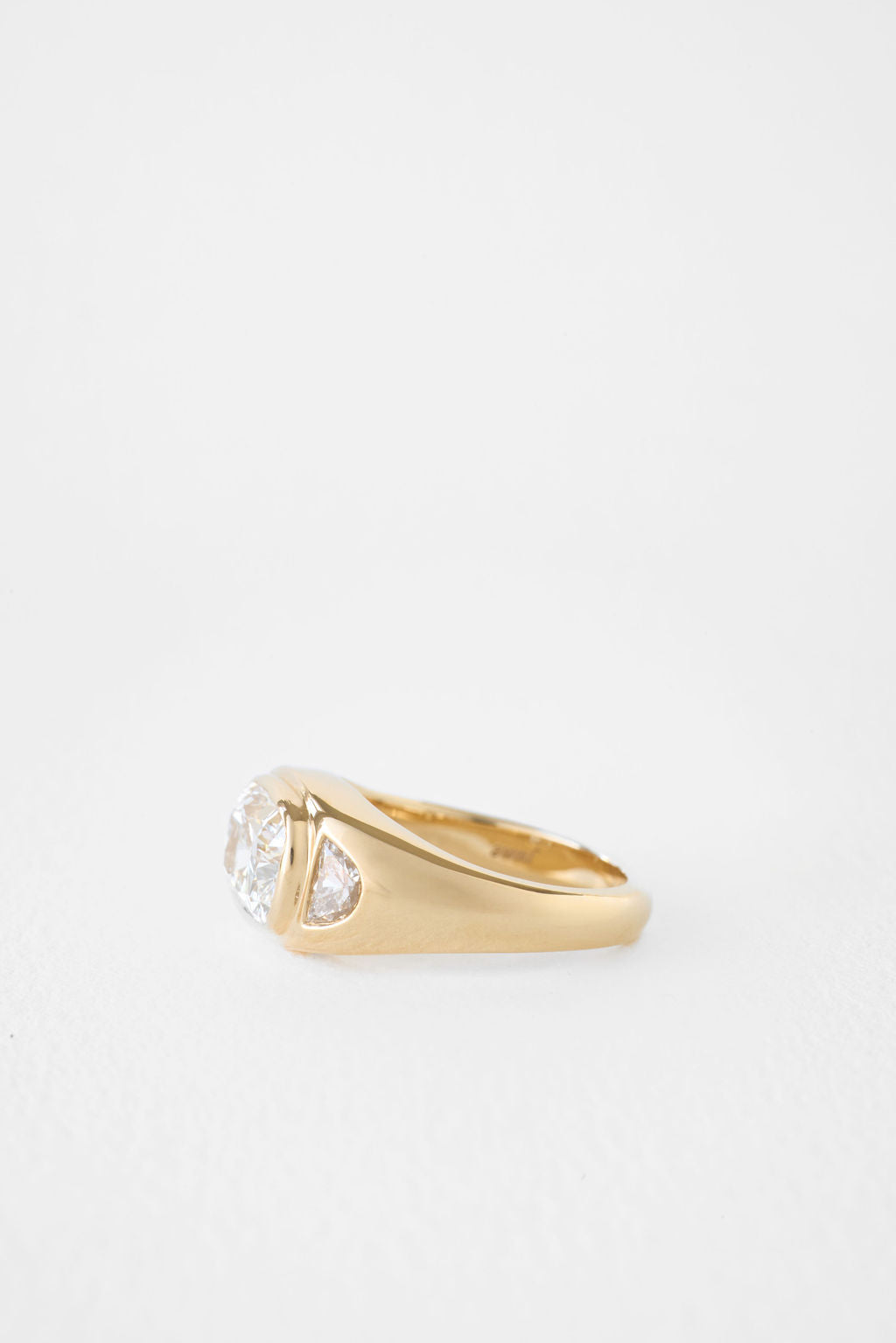 3.82 CT Cushion Signet Three Stone Lab Grown Diamond Engagement Ring