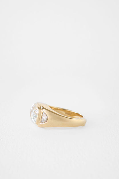 3.82 CT Cushion Signet Three Stone Lab Grown Diamond Engagement Ring