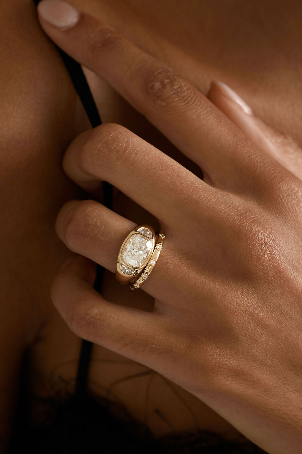 3.82 CT Cushion Signet Three Stone Lab Grown Diamond Engagement Ring