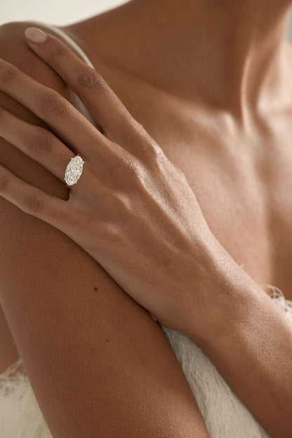 5.20 CT East-West Moval Solitaire Lab Grown Diamond Engagement Ring