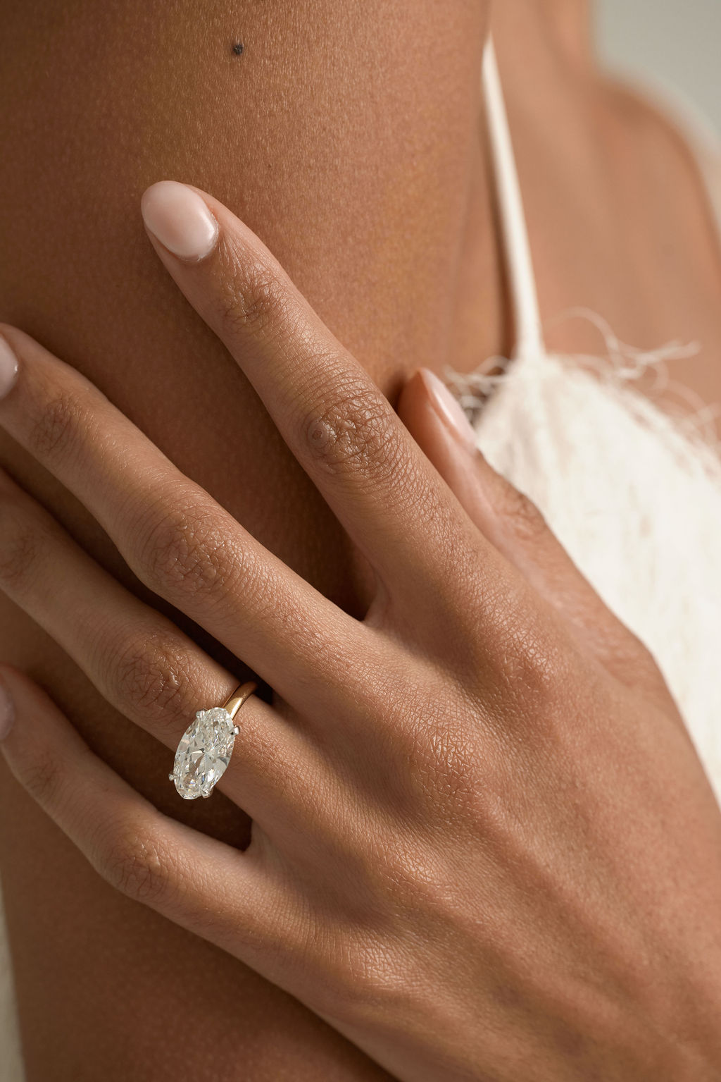 5.20 CT East-West Moval Solitaire Lab Grown Diamond Engagement Ring