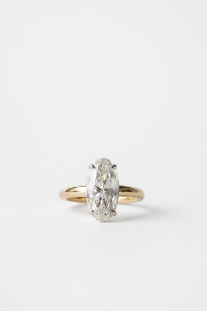 3.00 CT Moval Solitaire Lab Grown Diamond Engagement Ring