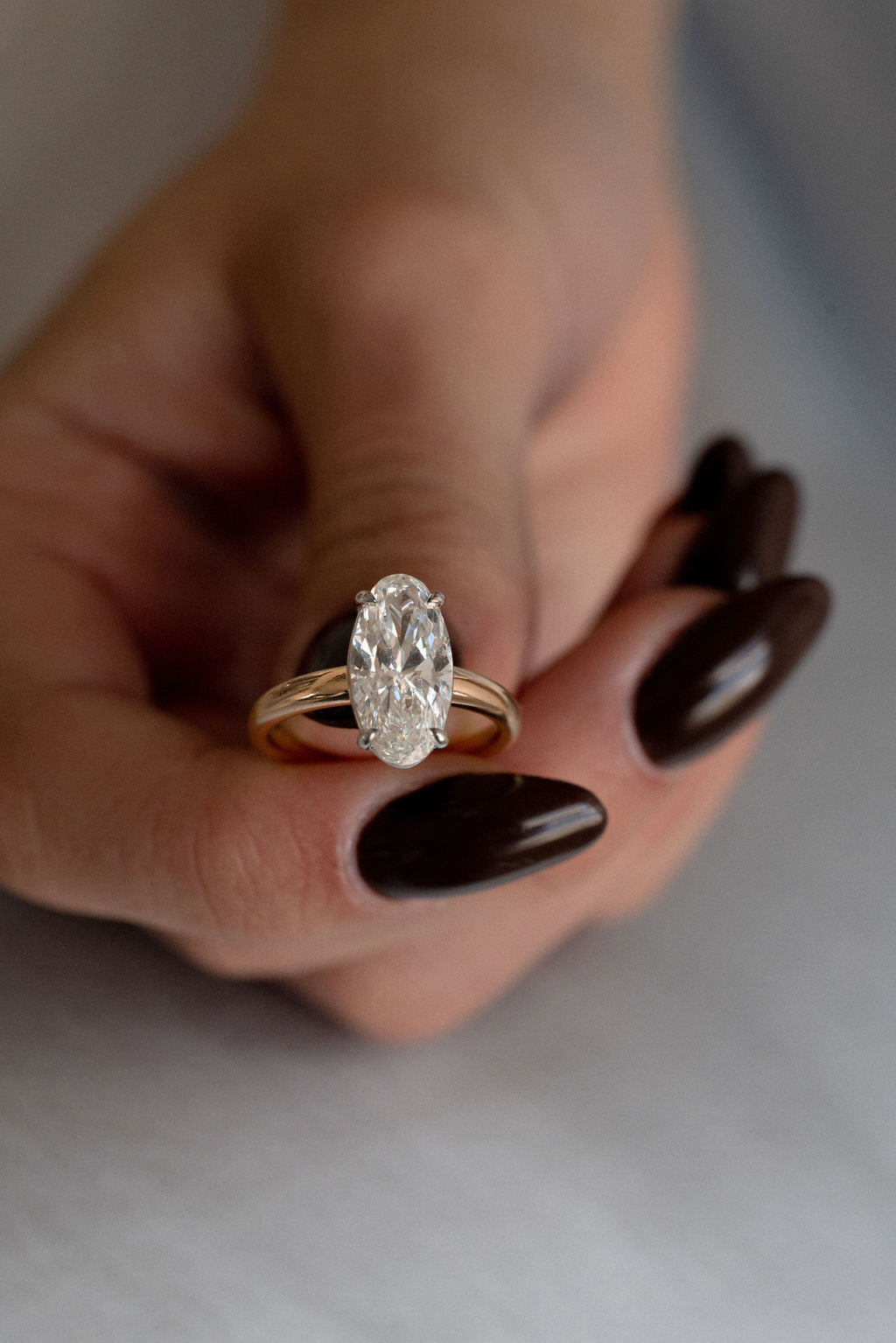 3.00 CT Moval Solitaire Lab Grown Diamond Engagement Ring