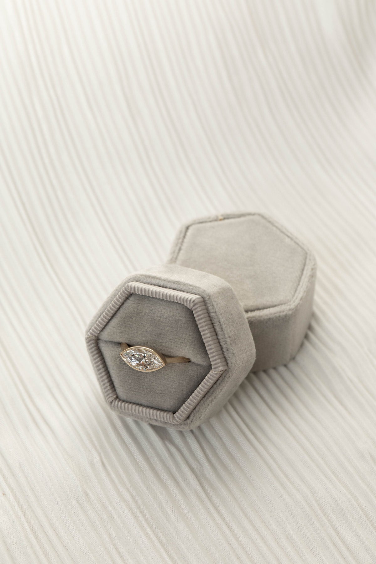 1.25 CT Marquise Bezel Lab Grown Diamond Engagement Ring