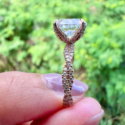Round Twisted Pave Lab Grown Diamond Engagement Ring