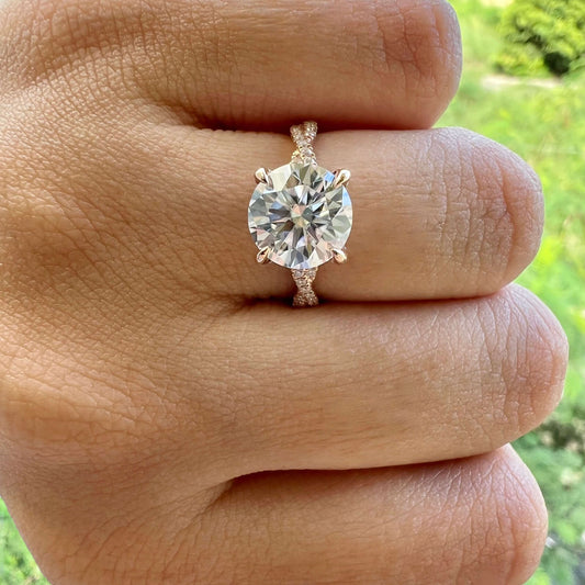 Round Twisted Pave Lab Grown Diamond Engagement Ring