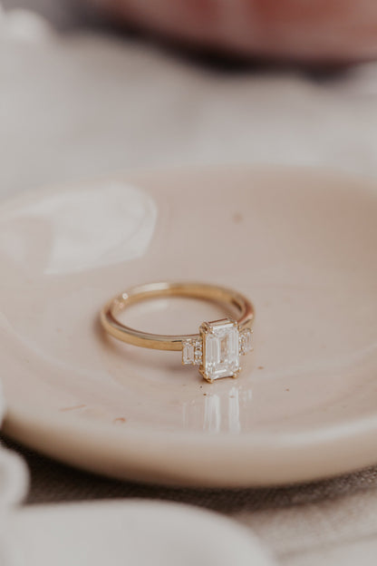3 CT Emerald Shaped Cluster Moissanite Engagement Ring