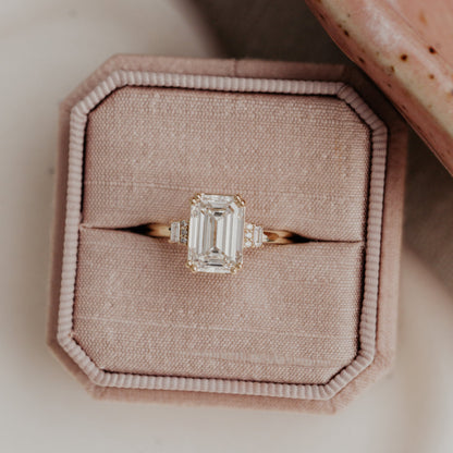3 CT Emerald Shaped Cluster Moissanite Engagement Ring
