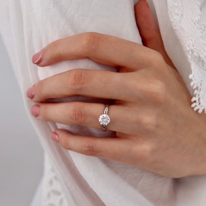 Round Solitaire Lab Grown Diamond Engagement Ring