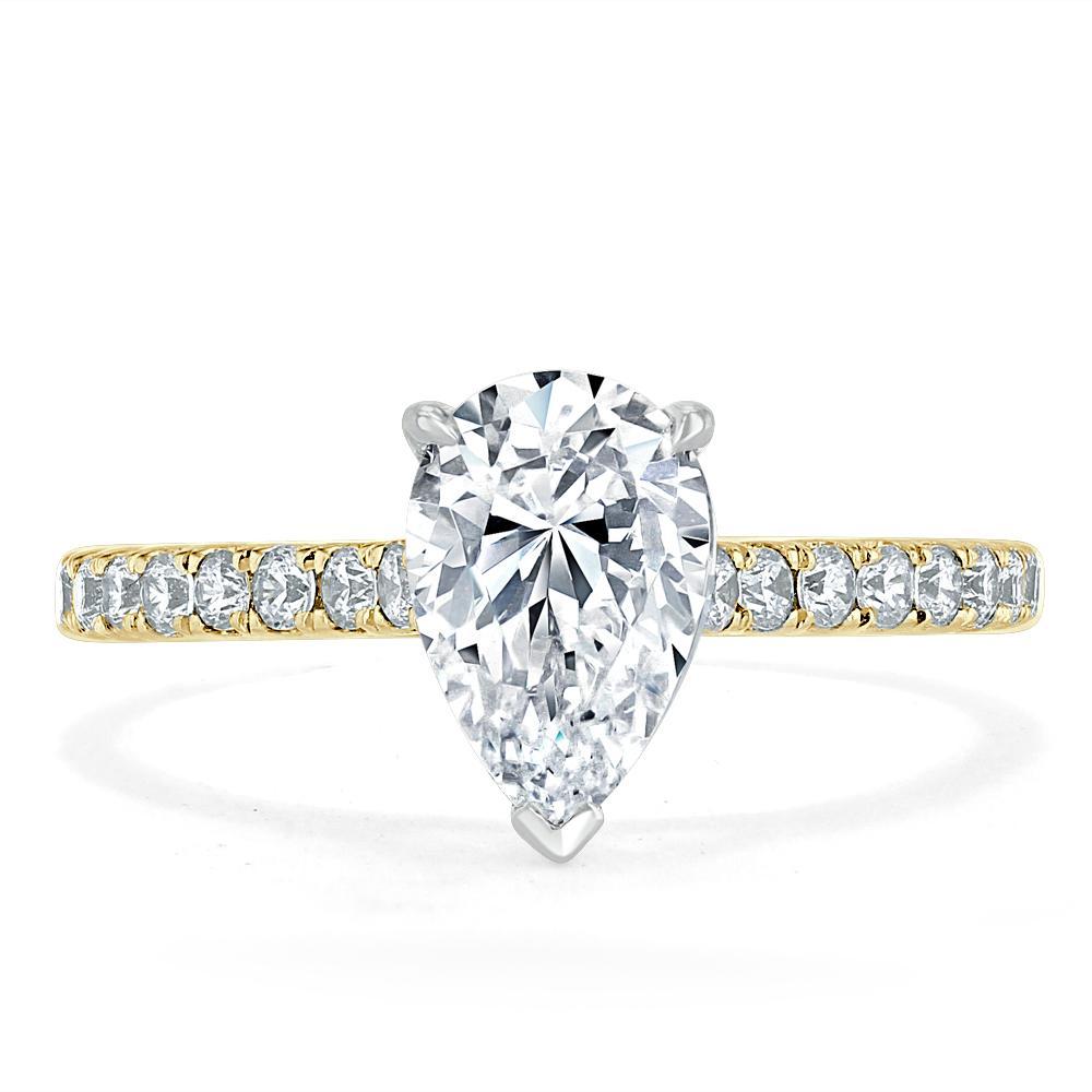 1.33 CT Pear Cut Solitaire Pave Setting Moissanite Engagement Ring 5