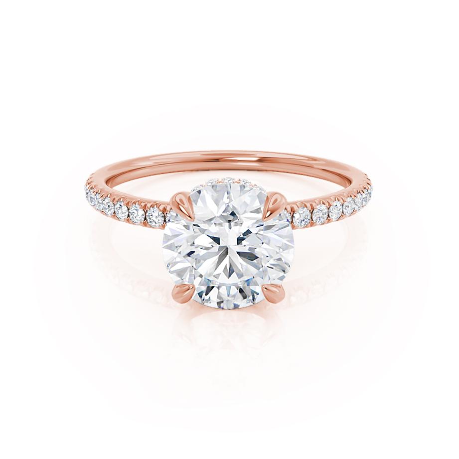 Round Hidden Halo & Pave Lab Grown Diamond Engagement Ring