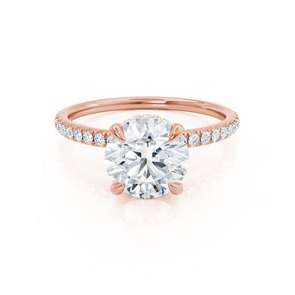 Round Hidden Halo & Pave Lab Grown Diamond Engagement Ring