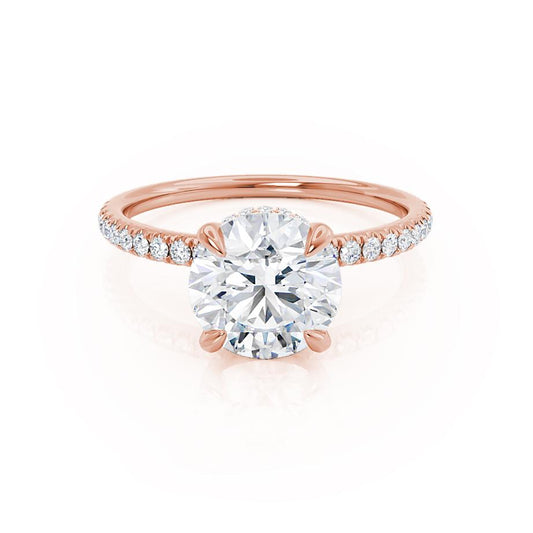 Round Hidden Halo & Pave Lab Grown Diamond Engagement Ring
