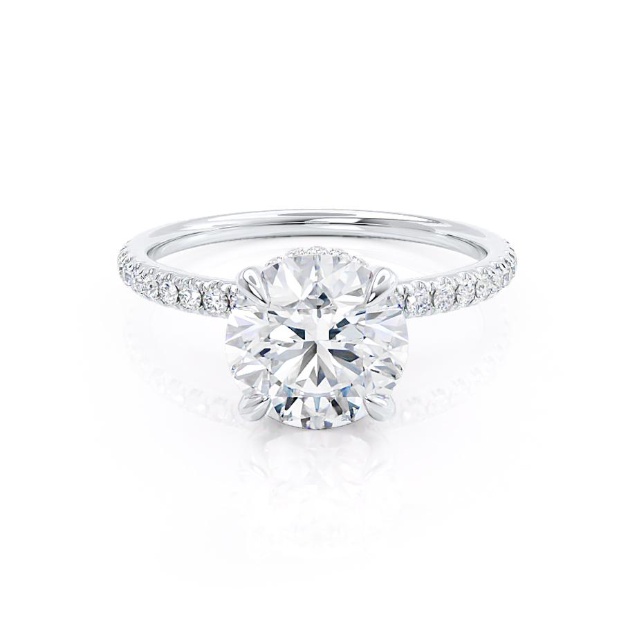 Round Hidden Halo & Pave Lab Grown Diamond Engagement Ring