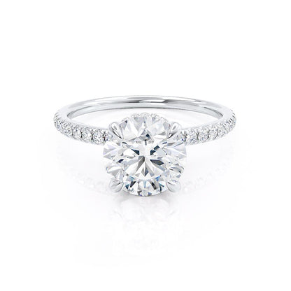 Round Hidden Halo & Pave Lab Grown Diamond Engagement Ring