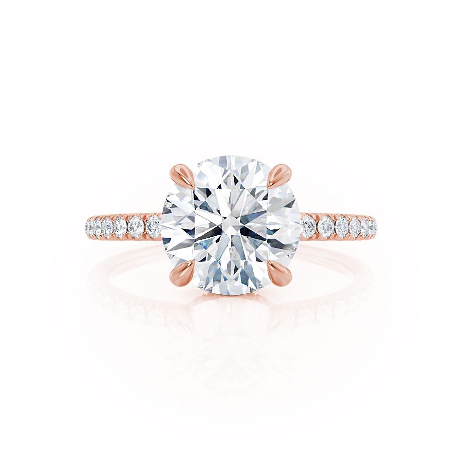 Round Hidden Halo & Pave Lab Grown Diamond Engagement Ring
