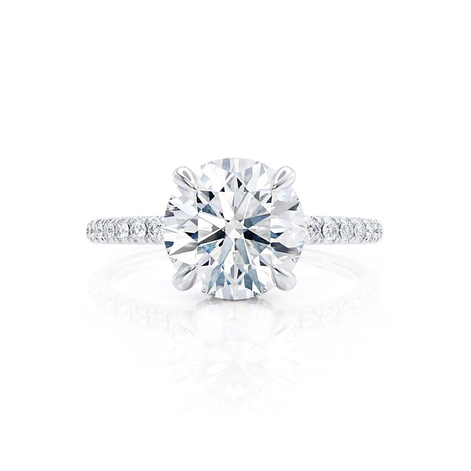 Round Hidden Halo & Pave Lab Grown Diamond Engagement Ring