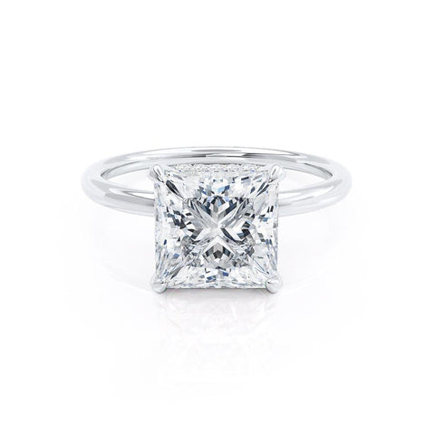 1.50 CT Princess Shaped Moissanite Hidden Halo Engagement Ring 1