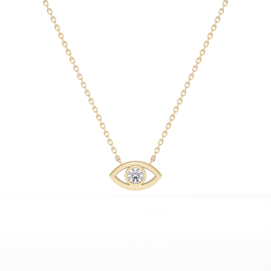 0.08 TCW Round Lab Grown Diamond Eye Shape Necklace