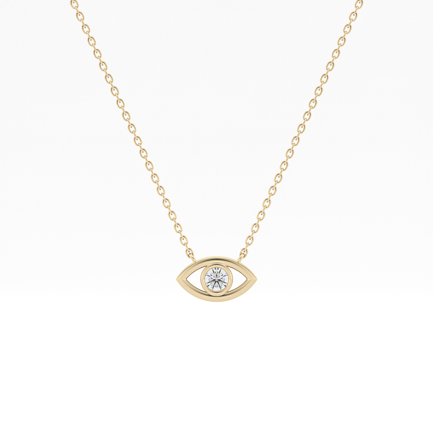 0.08 TCW Round Lab Grown Diamond Eye Shape Necklace