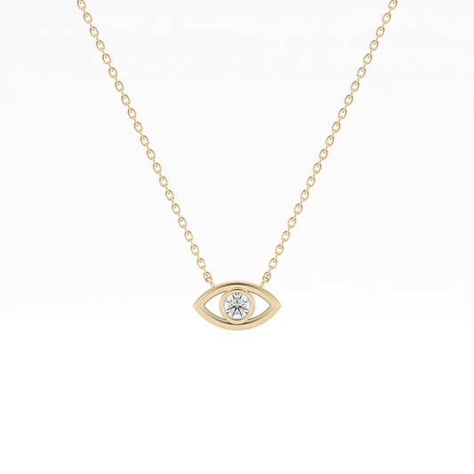 0.08 TCW Round Lab Grown Diamond Eye Shape Necklace