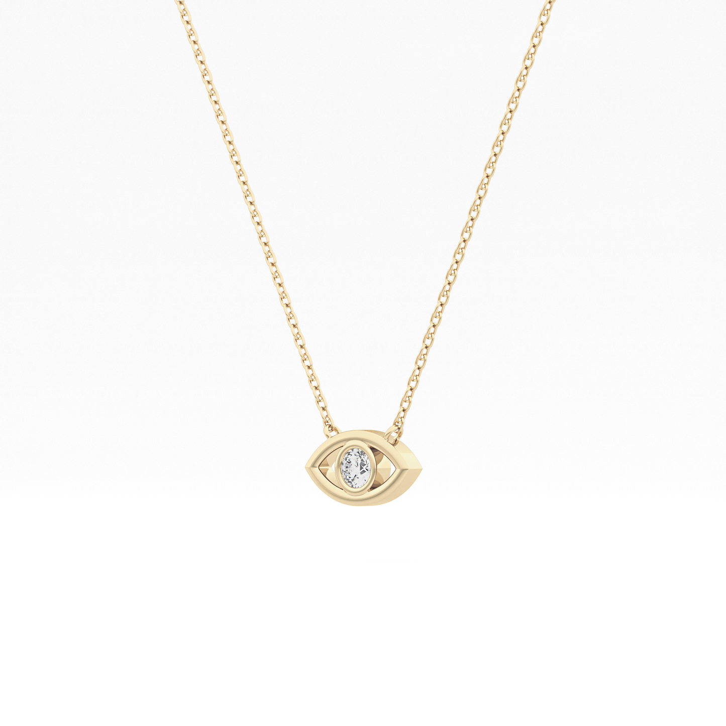 0.08 TCW Round Lab Grown Diamond Eye Shape Necklace