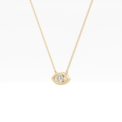 0.08 TCW Round Lab Grown Diamond Eye Shape Necklace