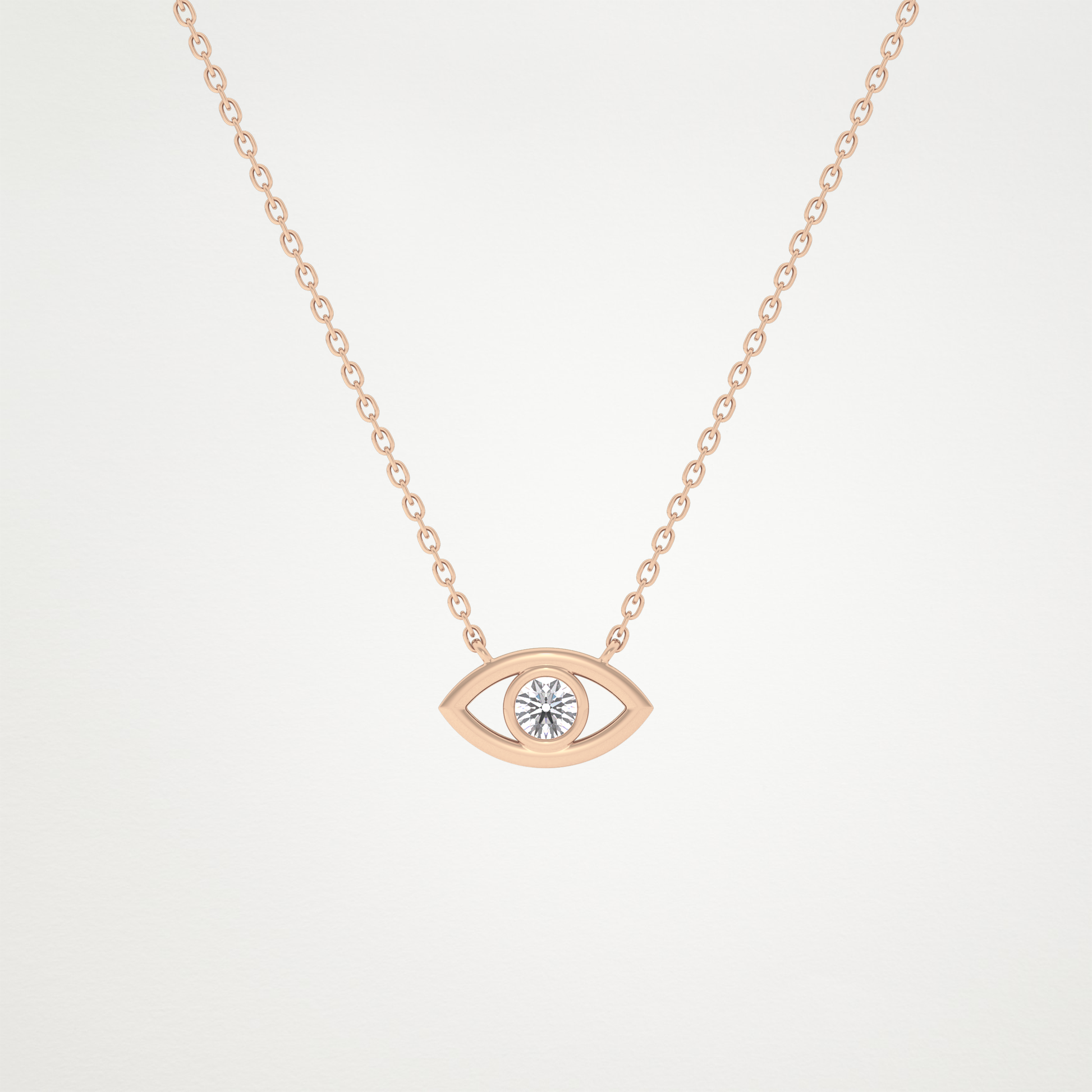0.08 TCW Round Lab Grown Diamond Eye Shape Necklace
