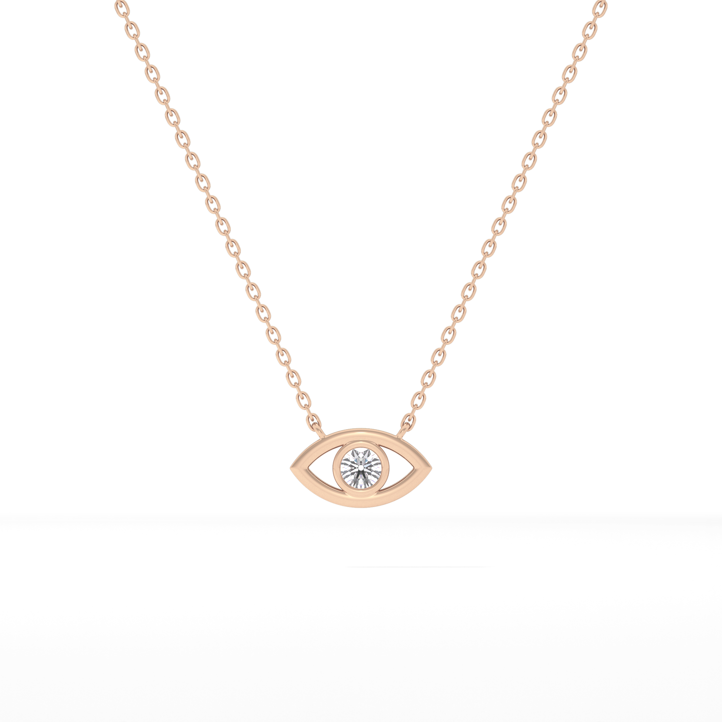 0.08 TCW Round Lab Grown Diamond Eye Shape Necklace