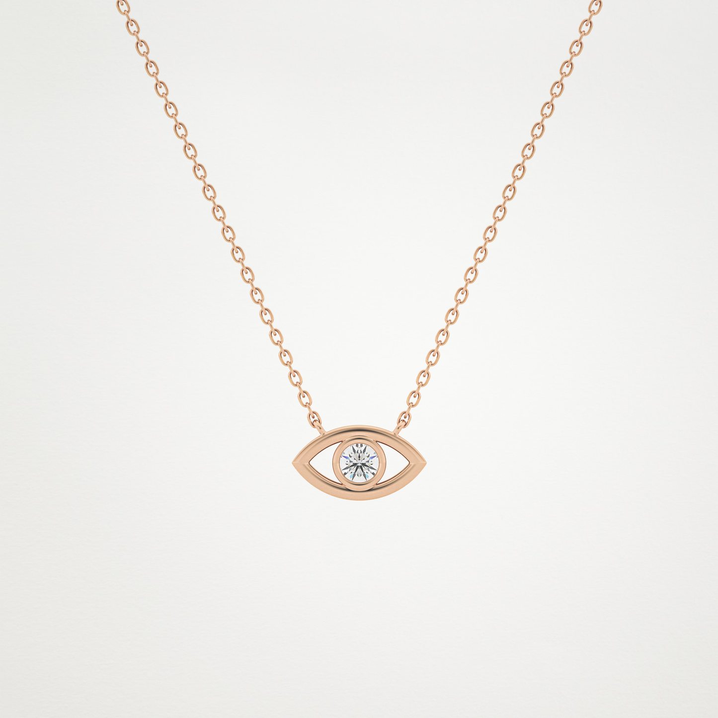 0.08 TCW Round Lab Grown Diamond Eye Shape Necklace