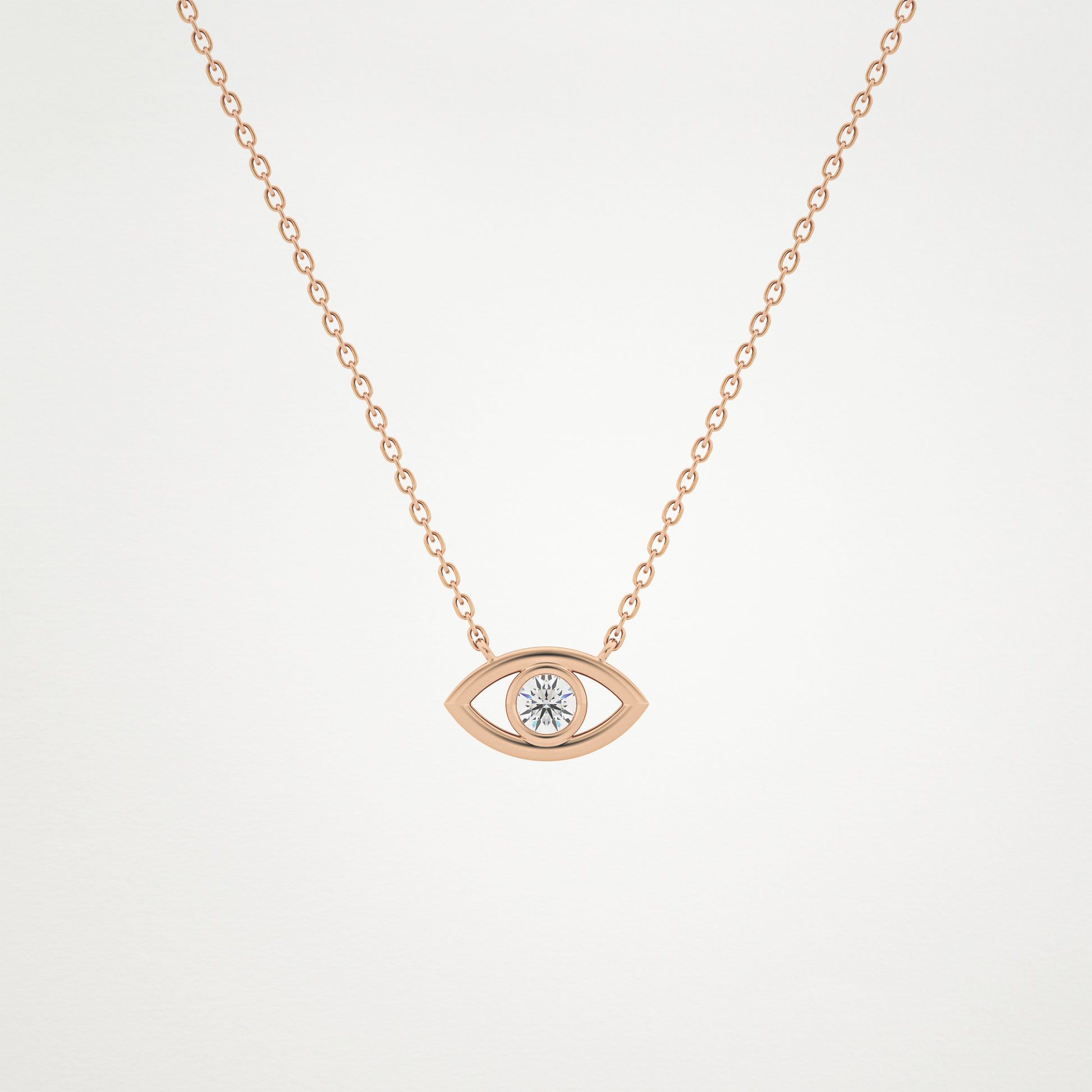 0.08 TCW Round Lab Grown Diamond Eye Shape Necklace