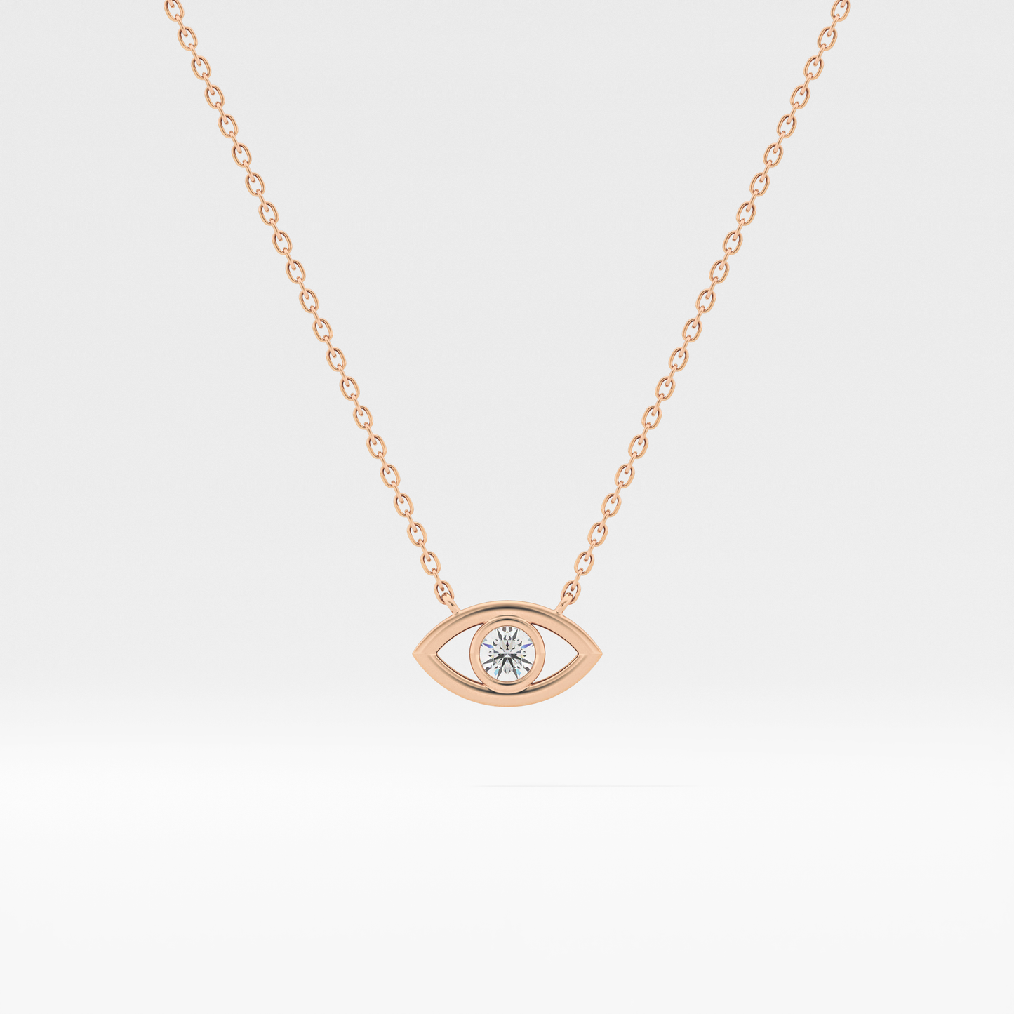 0.08 TCW Round Lab Grown Diamond Eye Shape Necklace