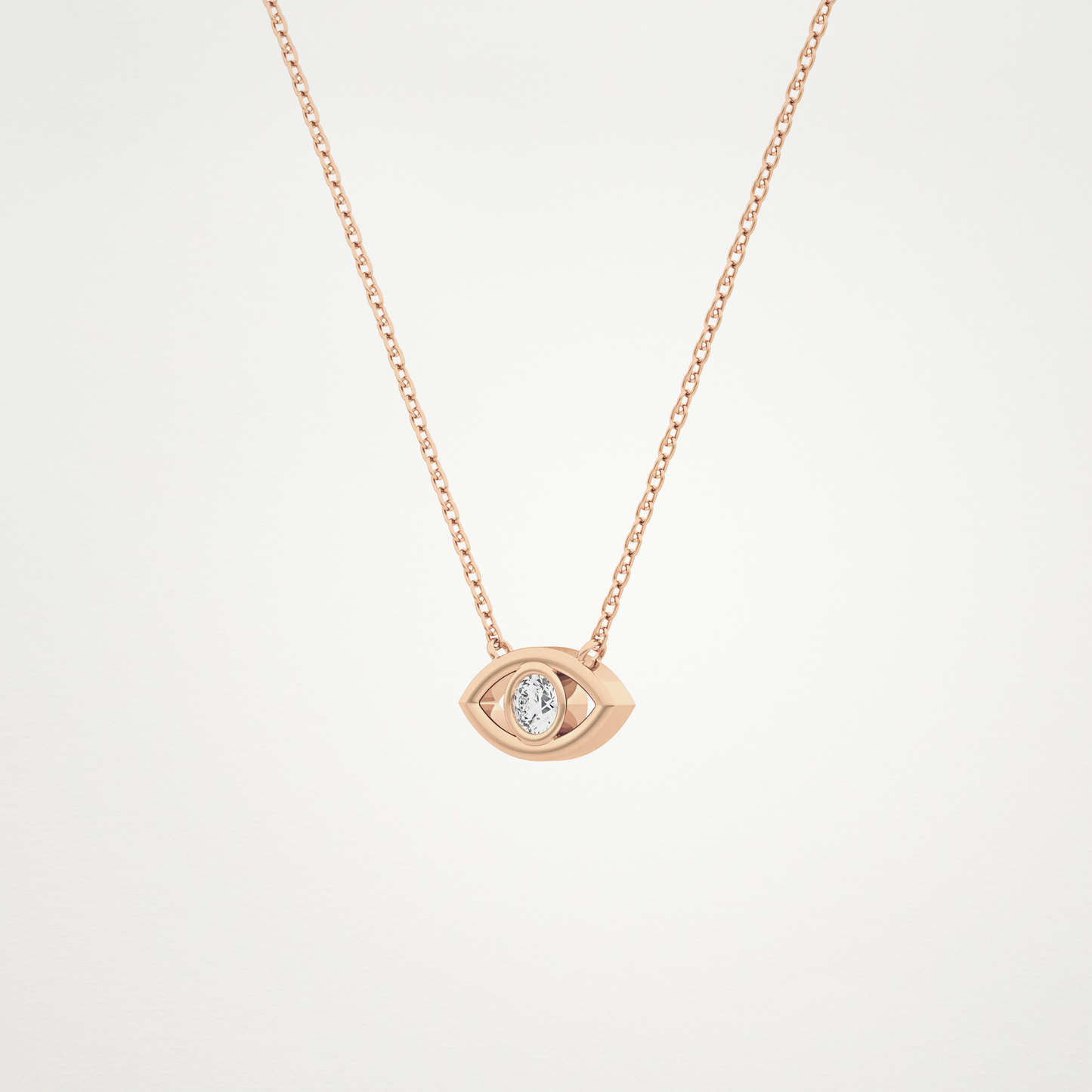 0.08 TCW Round Lab Grown Diamond Eye Shape Necklace
