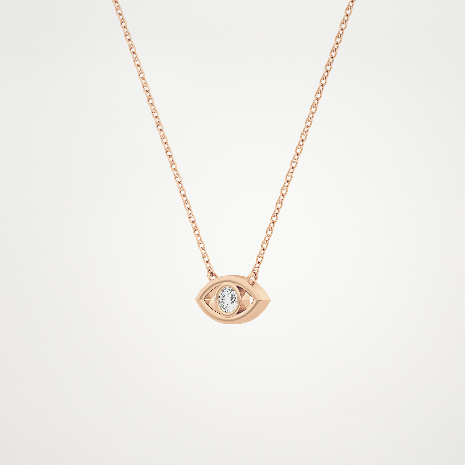 0.08 TCW Round Lab Grown Diamond Eye Shape Necklace