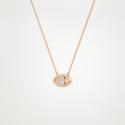 0.08 TCW Round Lab Grown Diamond Eye Shape Necklace