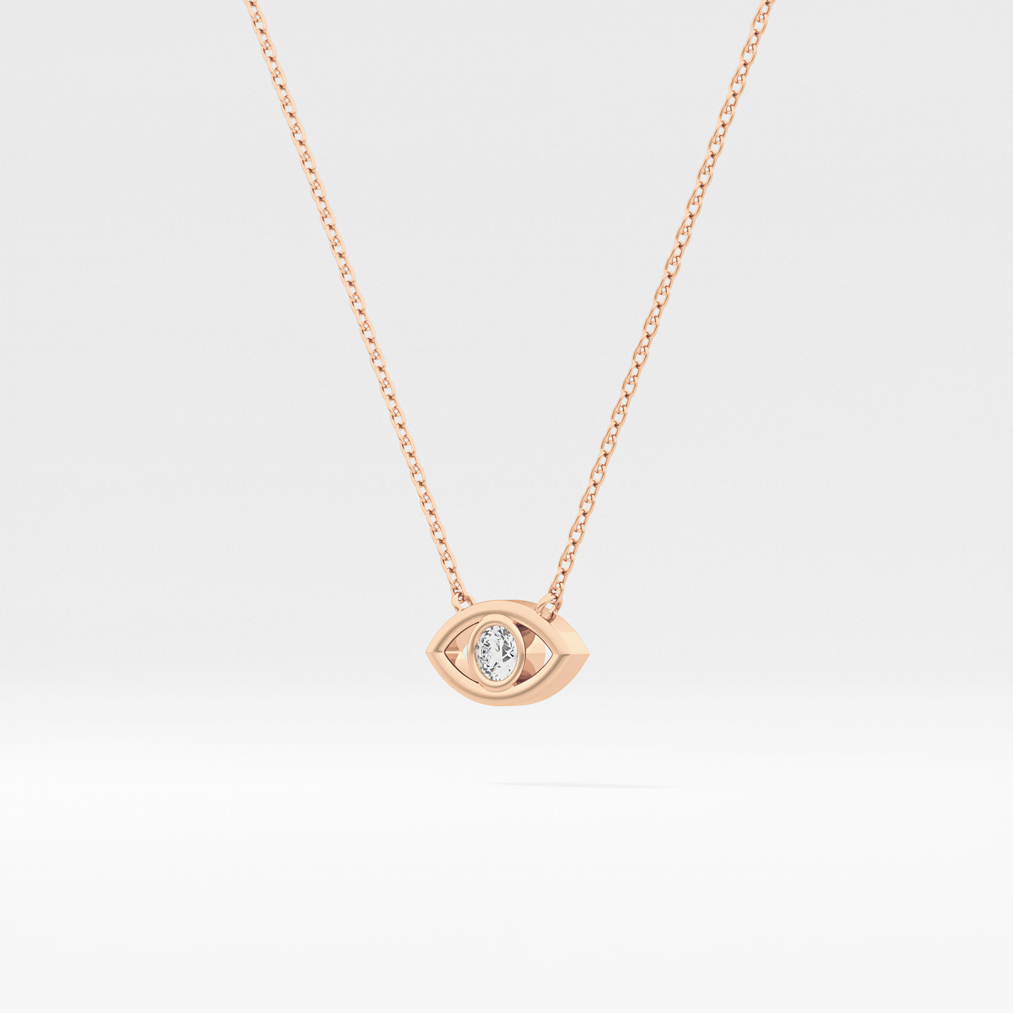 0.08 TCW Round Lab Grown Diamond Eye Shape Necklace