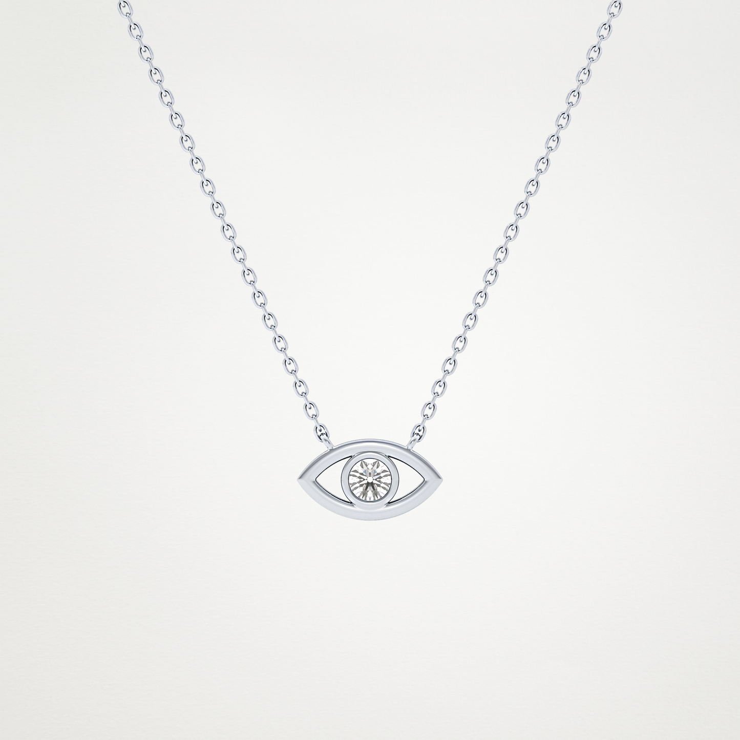 0.08 TCW Round Lab Grown Diamond Eye Shape Necklace