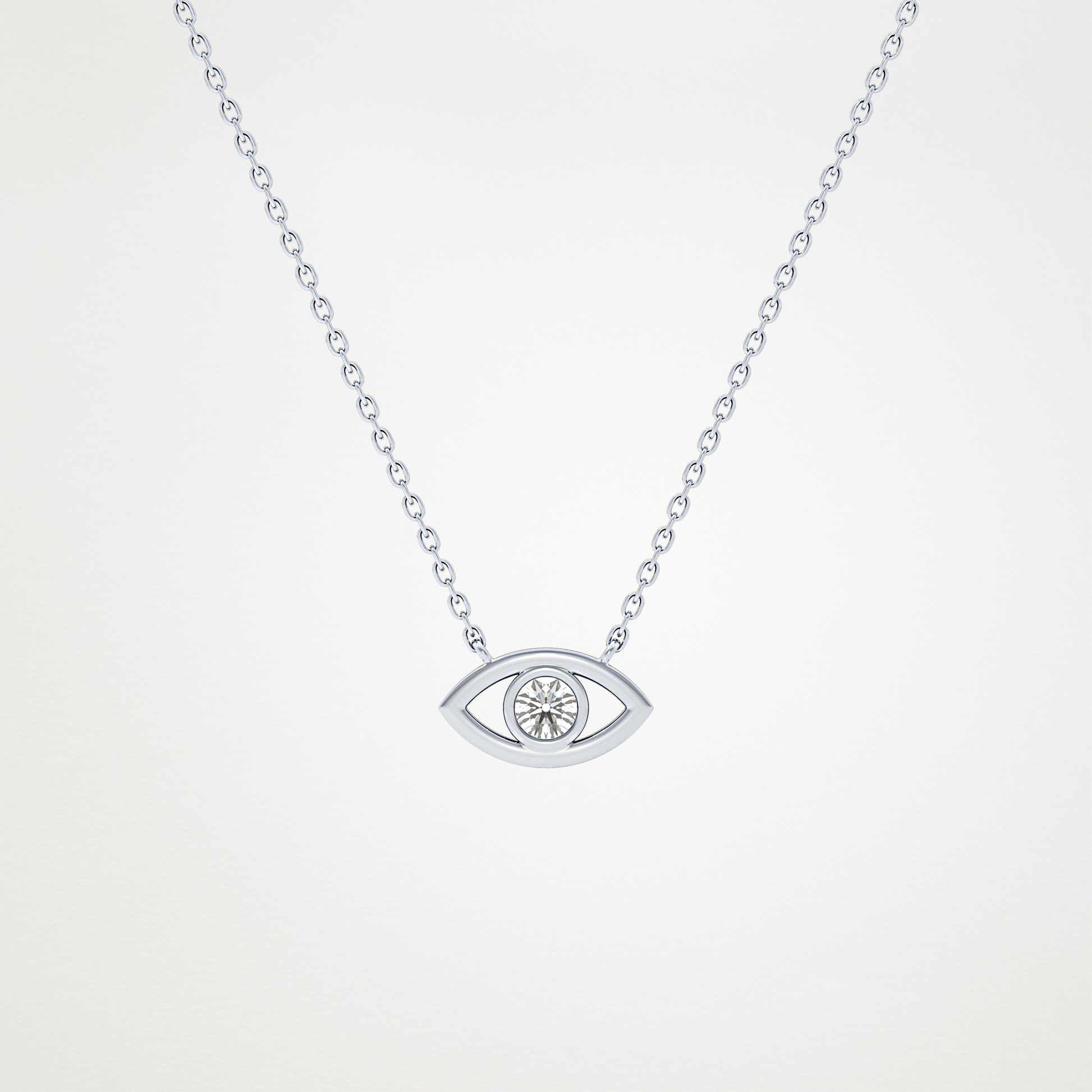0.08 TCW Round Lab Grown Diamond Eye Shape Necklace