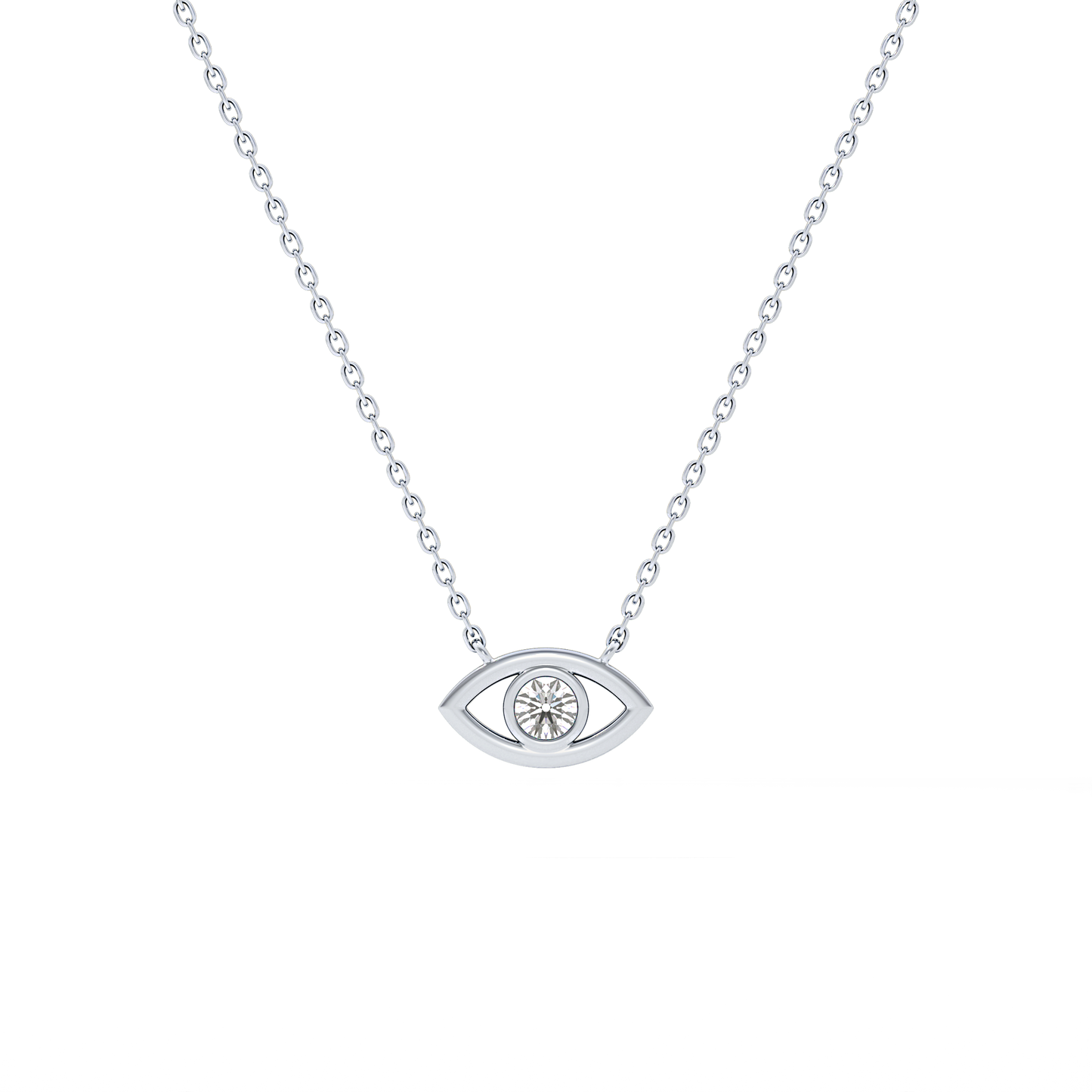 0.08 TCW Round Lab Grown Diamond Eye Shape Necklace