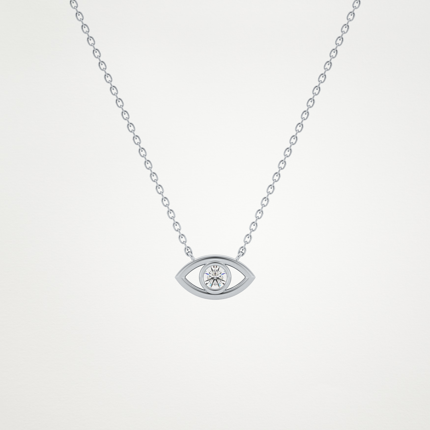 0.08 TCW Round Lab Grown Diamond Eye Shape Necklace