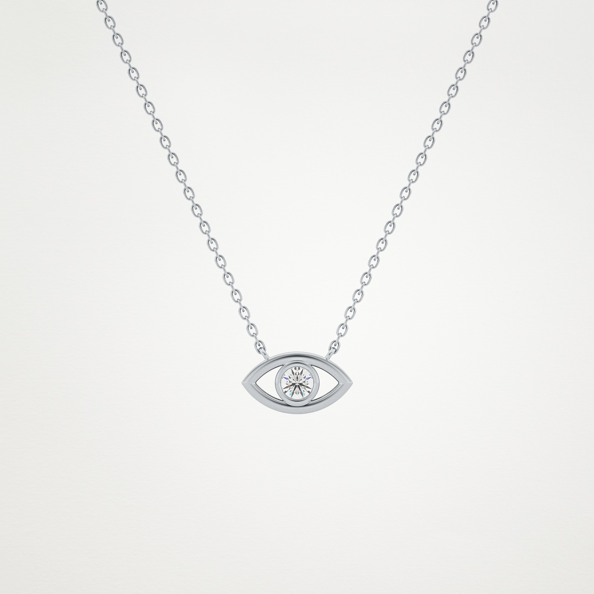 0.08 TCW Round Lab Grown Diamond Eye Shape Necklace