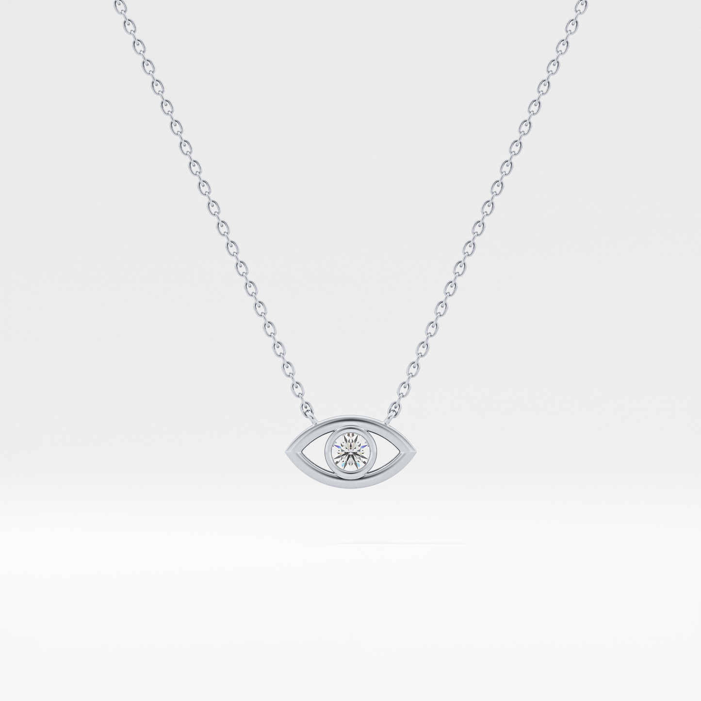 0.08 TCW Round Lab Grown Diamond Eye Shape Necklace
