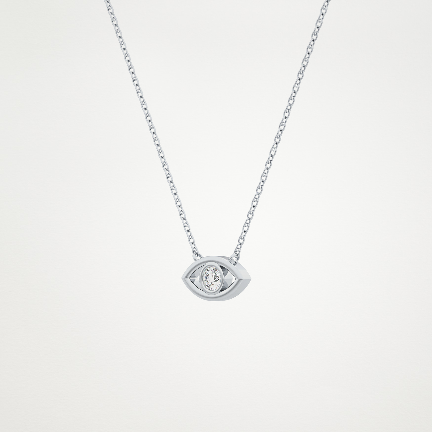 0.08 TCW Round Lab Grown Diamond Eye Shape Necklace