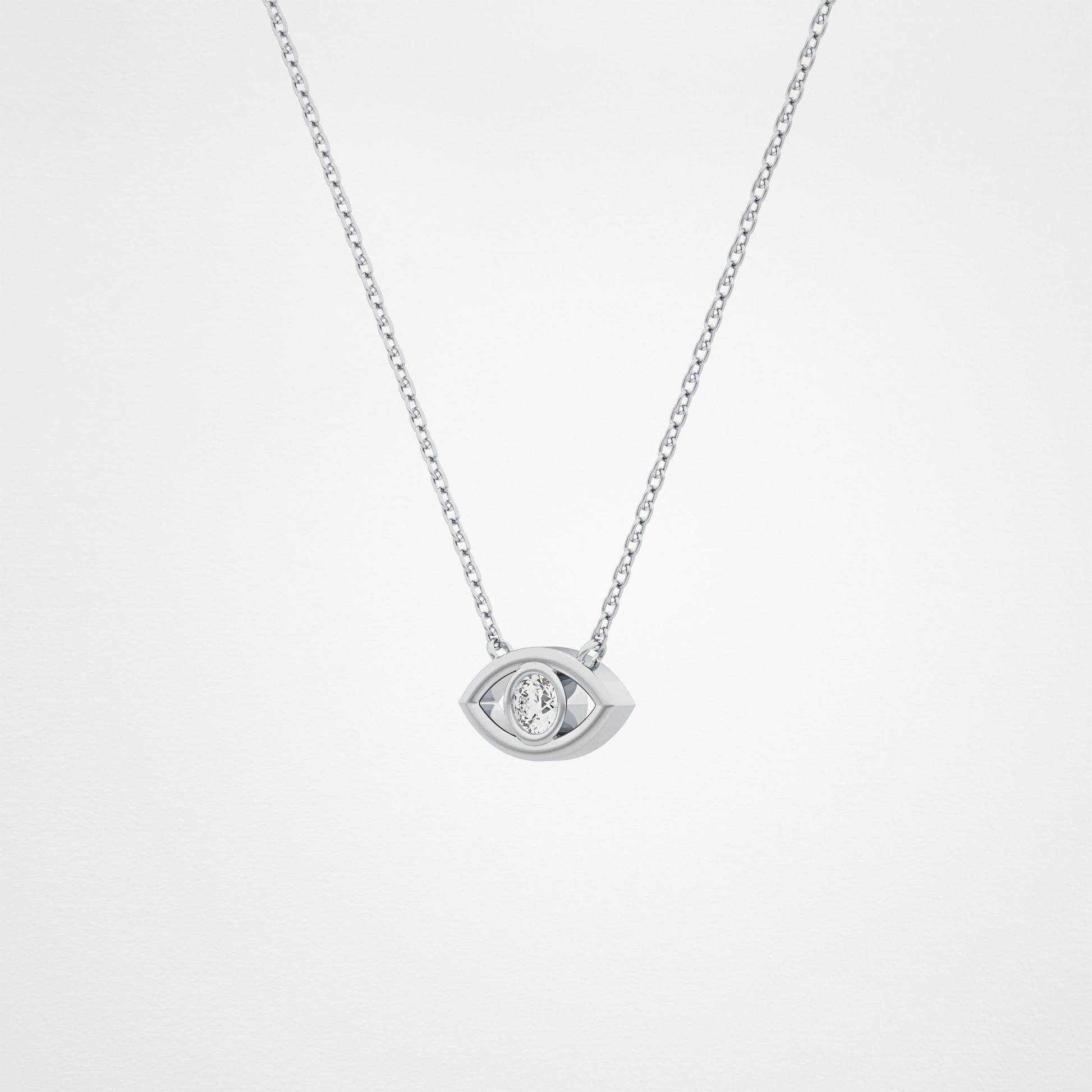 0.08 TCW Round Lab Grown Diamond Eye Shape Necklace
