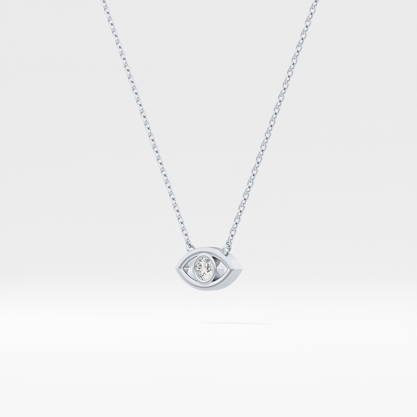0.08 TCW Round Lab Grown Diamond Eye Shape Necklace
