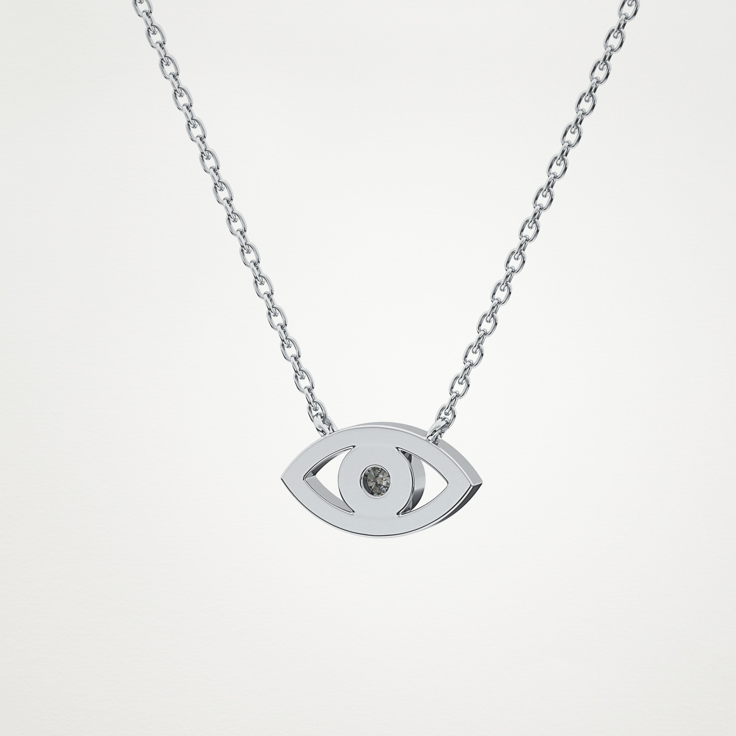 0.08 TCW Round Lab Grown Diamond Eye Shape Necklace