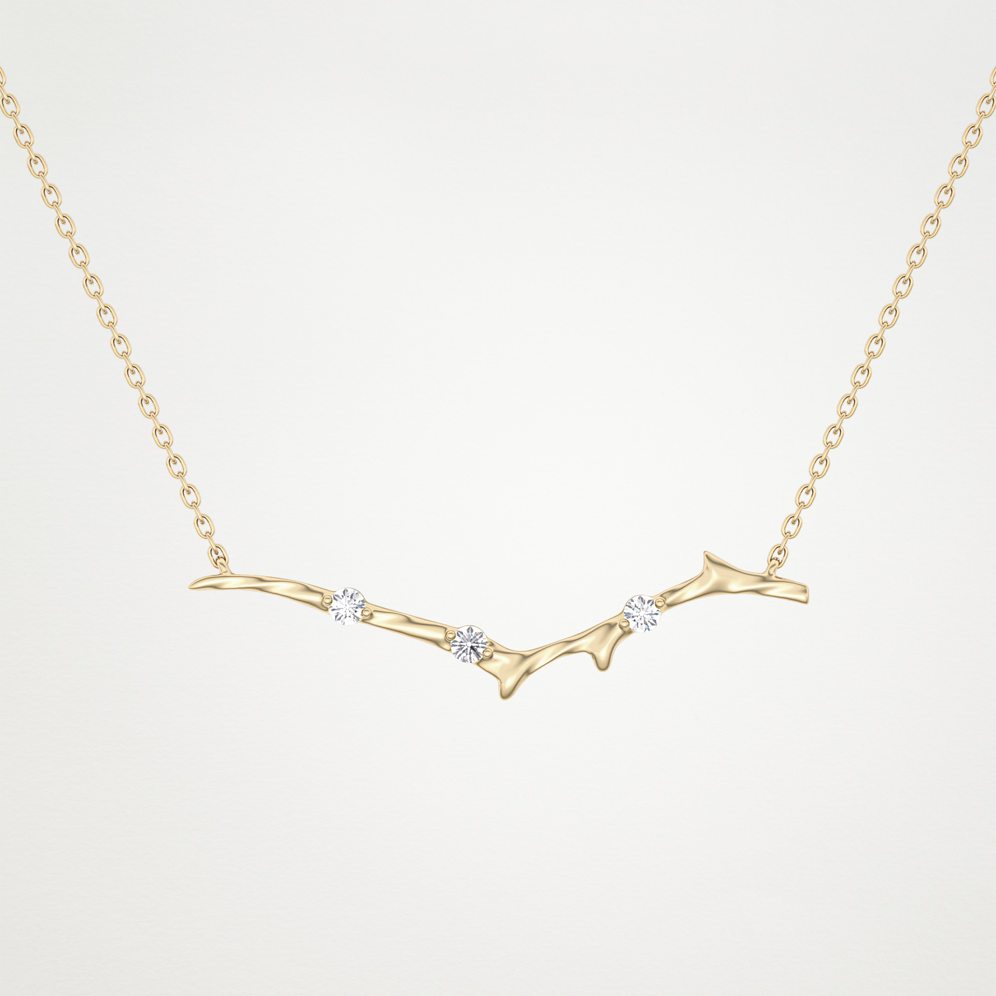 0.7 TCW Round Lab Grown Diamond Twig Necklace