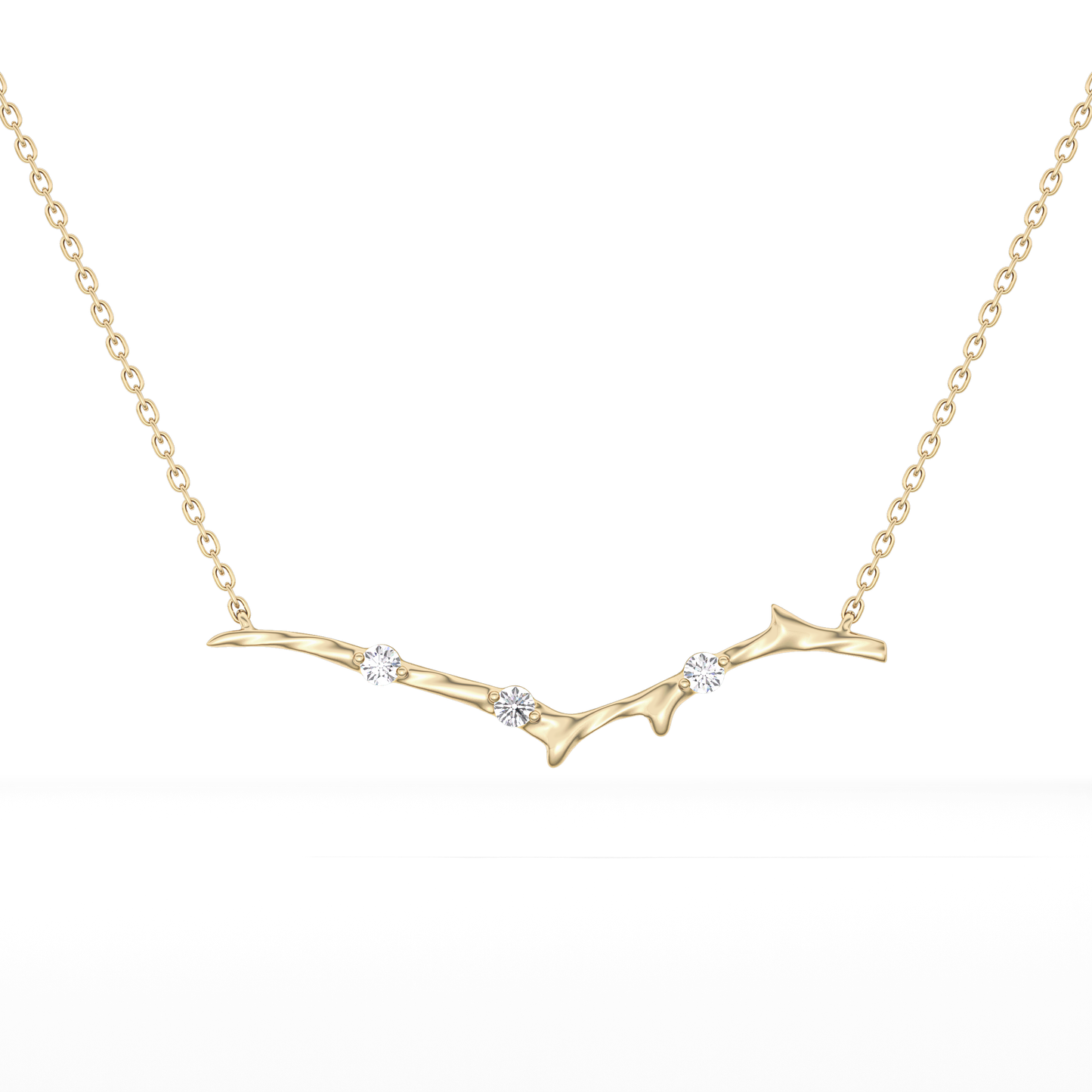 0.7 TCW Round Lab Grown Diamond Twig Necklace