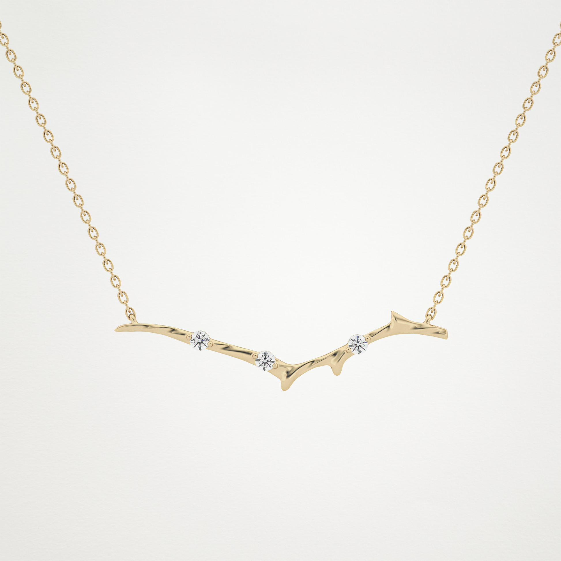 0.7 TCW Round Lab Grown Diamond Twig Necklace